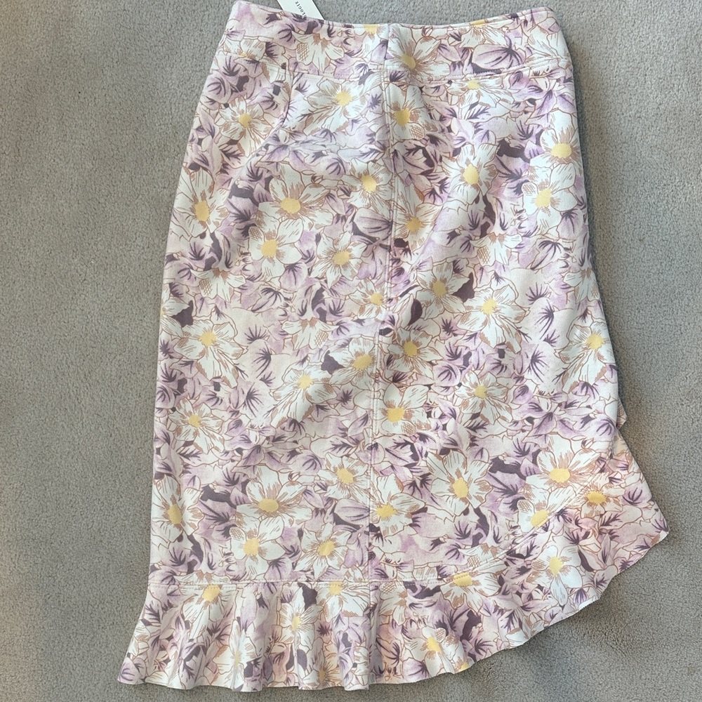 Anthropologie Skye Floral Asymmetrical Ruffle Pencil